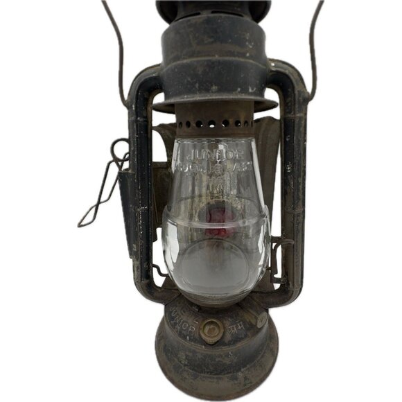 1923 ANTIQUE Dietz Junior Cold Blast Wagon Lamp Lantern USA Red Bullseye Lens H6 - Picture 2 of 16